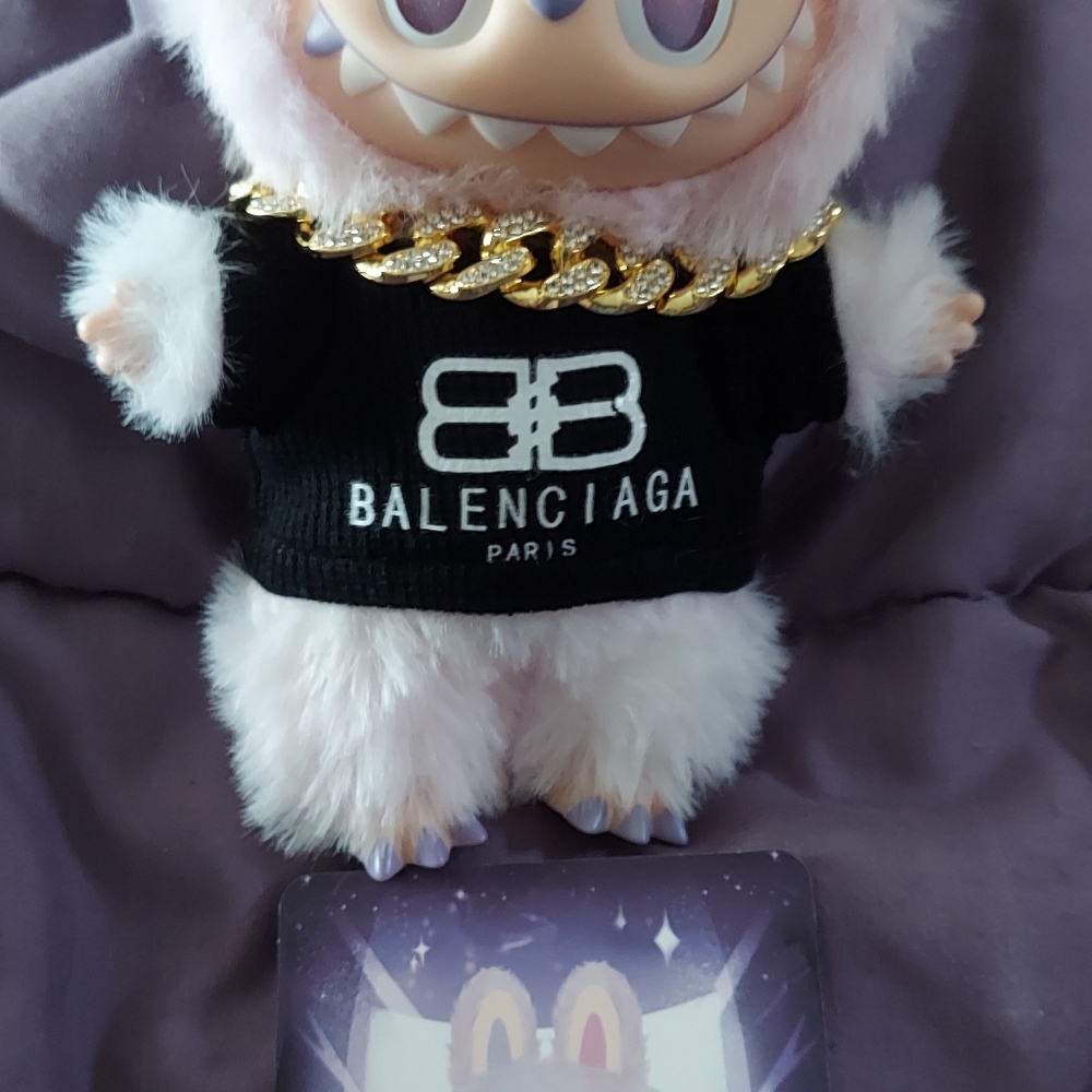 Balenciaga Furry Toy with Black Sweater and heavy Gold Chain